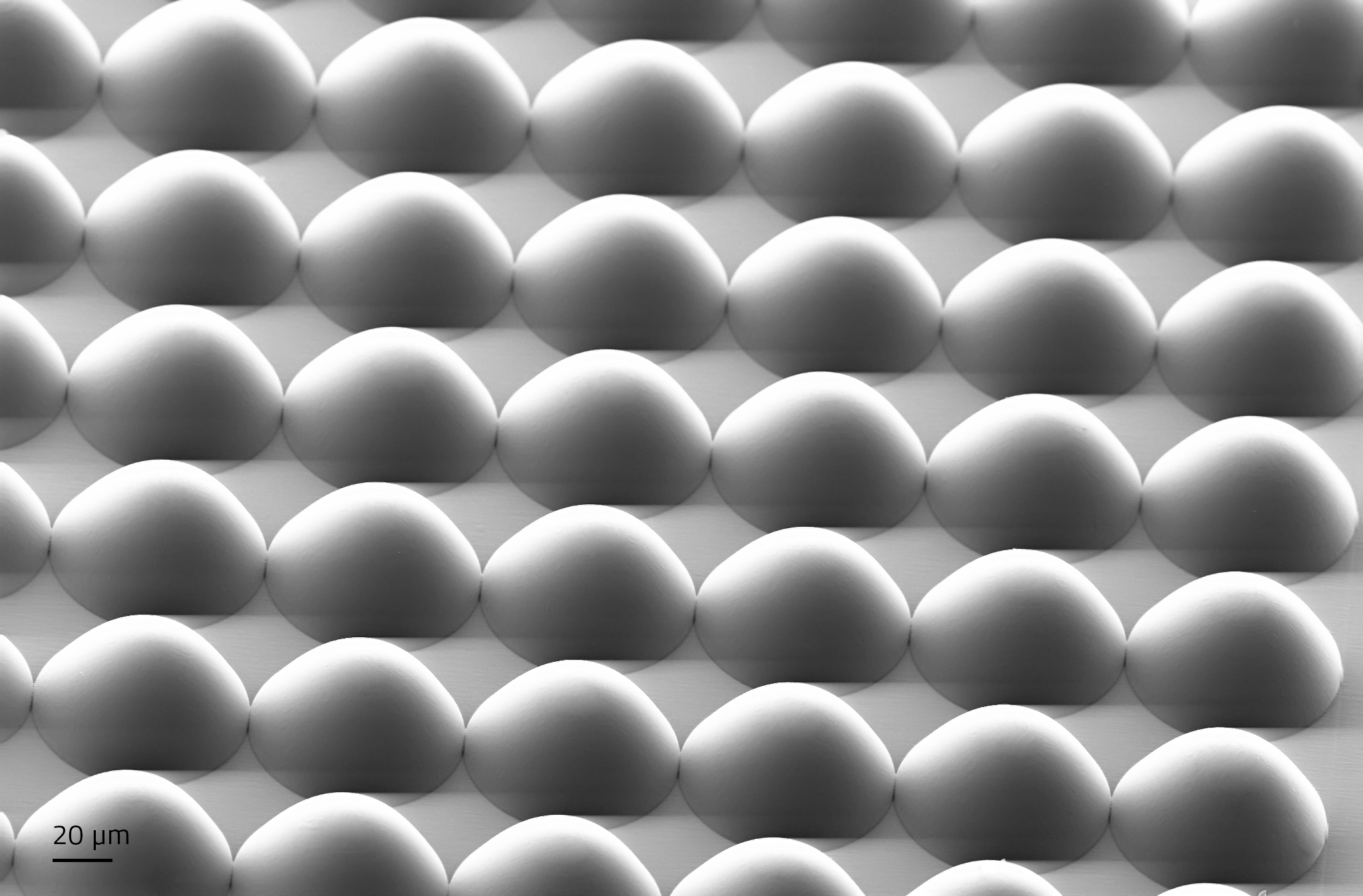 在Quantum X機器上打印的3D微透鏡陣列 在Quantum X機器上打印的3D微透鏡陣列